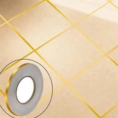 BUFFER® 50 Metre Fayans Arası Şerit Dekoratif Yapışkan Renkli Dekor Su Geçirmez Sızdırmaz Altın Bant - 9