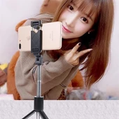 BUFFER® Sabitlenebilir Cep Telefon Tutucu  Ayarlanabilir Taşınabilir 3 Ayaklı Tripod Selfie Çubuğu - 8