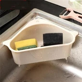 BUFFER® Vantuzlu Üçgen Sebze Meyve  Lavabo Raf Evye Süzgeç Sünger Tutucu Düzenleyici Mutfak Organize - 2