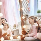 BUFFER® Nostalji Hollywood Tarzı 10lu Makyaj Masası Aynası Beyaz Led Işıklı Lamba USB - 9