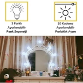 BUFFER® Nostalji Hollywood Tarzı 10lu Makyaj Masası Aynası Beyaz Led Işıklı Lamba USB - 3