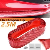 BUFFER® Kırmızı Renkli 2,5 Metre Araba Oto Ön Tampon Koruyucu Kauçuk Pratik Tampon Şerit Bant Döşeme - 1