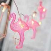 BUFFER® 10lu Pilli Led Flamingo Dekoratif Işık Zinciri Aydınlatma 1,5 Mt - 4