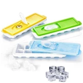 BUFFER® 12li Kapaklı Yapışmaz Silikon Tabanlı Plastik Küp Buz Kalıbı - 6