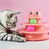 BUFFER® Tower Of Tracks Eğlenceli Üç Katlı Kedi Oyuncağı Seti Kedi Oyunu - 7