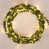 BUFFER® Yapraklı Dekorlu 3 Metre Peri Led Pilli  Işık Yılbaşı Aydınlatma - 2