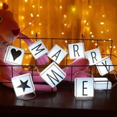 BUFFER® 10lu Lightbox Işıklı Harf Mesaj Panosu Dekoratif  Harf Işık Zinciri - 2