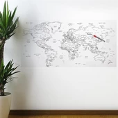 BUFFER® Yazılabilir Dünya Haritası Manyetik Duvar Stickerı 110 x 56 cm - 2