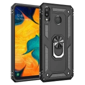 Samsung Galaxy A20 (A205F) Yüzüklü Tank Kılıf Siyah - 1