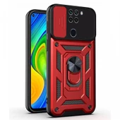 Kızaklı Tank Kılıf Xiaomi Redmi Note 9  Kırmızı thumbnail 1