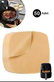 50 Adet Air Fryer Pişirme Kağıdı Tek Kullanımlık Yağ Su Geçirmez Yapışmaz Deliksiz Düz Kare Model thumbnail 9