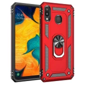 Samsung Galaxy A20 (A205F) Yüzüklü Tank Kılıf Bordo - 1