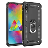 Samsung Galaxy M10 (M105G) Yüzüklü Tank Kılıf Siyah - 1