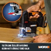 Worx Wx542 20Volt 2.5Ah. Li-İon Tek Akülü Profesyonel Kömürsüz Şarjlı Dekupaj Testere - 8
