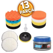 Pasta Cila Yün Polisaj Süngeri Oto Parlatma Parlatıcı Çizik Giderici Pedi Seti 115 mm (13 Parça) - 1