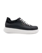 T-Racer Siyah Hakiki Deri Beyaz Taban Erkek Sneaker - 1