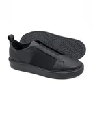 Eşsiz El Yapımı Shadow Siyah Hakiki Deri Siyah Taban Erkek Spor (Sneaker) Ayakkabı thumbnail 3