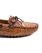 Eşsiz El Yapımı Patara Kadın Taba Kroko Desenli Hakiki Deri Loafer Ayakkabı - 5