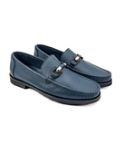 Eşsiz El Yapımı Louvre Lacivert Hakiki Deri Erkek Loafer Ayakkabı - 2