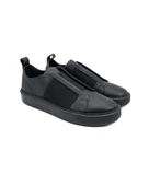 Eşsiz El Yapımı Shadow Siyah Hakiki Deri Siyah Taban Erkek Spor (Sneaker) Ayakkabı thumbnail 2