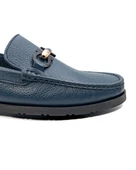 Eşsiz El Yapımı Louvre Lacivert Hakiki Deri Erkek Loafer Ayakkabı - 5