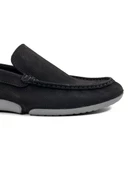 Eşsiz El Yapımı Olympos Siyah Nubuk Hakiki Deri Erkek Loafer Ayakkabı - 5