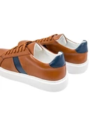 Eşsiz El Yapımı Fazer Taba-Lacivert Hakiki Deri Erkek Spor (Sneaker) Ayakkabı thumbnail 5