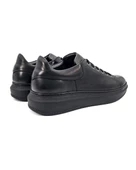 Eşsiz El Yapımı Strada Siyah Deri-Siyah Taban Hakiki Deri Erkek Spor (Sneaker) Ayakkabı thumbnail 4