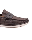 Eşsiz El Yapımı Pergamon Kahve Kroko Desenli Hakiki Deri Erkek Loafer Ayakkabı thumbnail 5