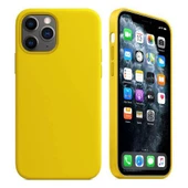 Apple iPhone 11 Pro İçi Kadife Silikon Kılıf Sarı - 1