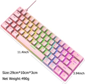 Blic T60 Pembe Blue Switch Türkçe Q Gaming Typ-C Oyuncu Klavyesi - 6