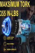 58vf 5ah Li Sjs Çift Metal Şanzuman Metal Mandren Çift Akülü Şarjlı Matkap 24 Parça Set Hediyeli - 3