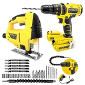 Anadolu Strong Set1 24 W Çift Akülü Aksesuarlı Darbeli Matkap ve Lazerli 650w Dekupaj  Seti - 1