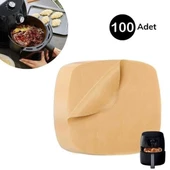 100 Adet Air Fryer Pişirme Kağıdı Tek Kullanımlık Yağ Su Geçirmez Yapışmaz Deliksiz Düz Kare Model thumbnail 1