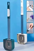 Silikon Tuvalet Fırçası Hazneli Bükülebilir Duvara Monte Wc Klozet Banyo Temizlik Fırçası Seti - 1