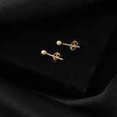 14 Ayar Altın Top Küpe 4 mm. - 4