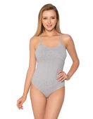 Gümüş Bayan İp Askılı Çıtçıtlı Body Likralı Body - 2