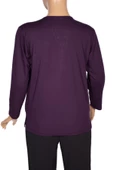 Cimariva Kadın Dicle Büyük Beden V Yaka Dantelli Mor Bluz thumbnail 4