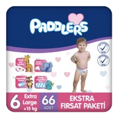 Paddlers Bebek Bezi 6 Numara X-Large 66 Adet (15+Kg) Ekstra Fırsat Paketi - 1