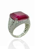 Vip Kalite Baget Yakut Taş Gösterişli 925 Ayar Gümüş Yüzük - 3