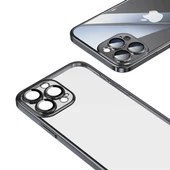 İphone 13 Darbe Emici Şeffaf Kenarları Renkli Sert Lazer Lensli Kılıf - 3