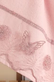 Louis Marie | 50x90 cm | Butterfly | Nakışlı | Dantelli | Pamuk |Pudra-Krem|4 Adet|El Yüz Havlu Seti - 3