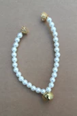 Kokoş Gold Taşlı Mıknatıslı Zil Boncuklu İnci Kedi Kolyesi - 5