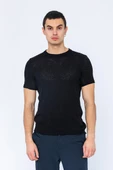 Erkek Bisiklet Yaka Regular Fit Dar ve Kısa Kollu Pamuklu Triko Örme T-Shirt - 2