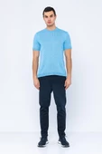 Erkek Bisiklet Yaka Regular Fit Dar ve Kısa Kollu Pamuklu Triko Örme T-Shirt - 11