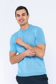 Erkek Bisiklet Yaka Regular Fit Dar ve Kısa Kollu Pamuklu Triko Örme T-Shirt - 9