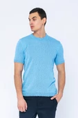Erkek Bisiklet Yaka Regular Fit Dar ve Kısa Kollu Pamuklu Triko Örme T-Shirt - 8