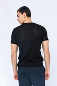 Erkek Bisiklet Yaka Regular Fit Dar ve Kısa Kollu Pamuklu Triko Örme T-Shirt - 4