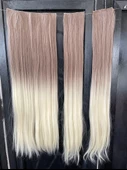 Kumral Platin Ombreli Uzun Yarım Ay Saç –  3 Parça Çıt Çıt 80cm. 270 gr. VIP SERI - 1