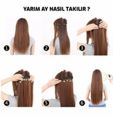 KAHVERENGİ AFRO DALGALI Yarım Ay  – 65cm 190 gr. FİBER SENTETİK Çıt Çıt – Renk No:30 - 2